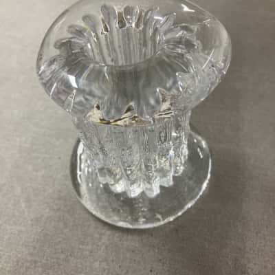 KOSTA BODA, Sweden, Rurik. A textured crystal art glass candlestick holder. By designer “Ann och Goran Warff 