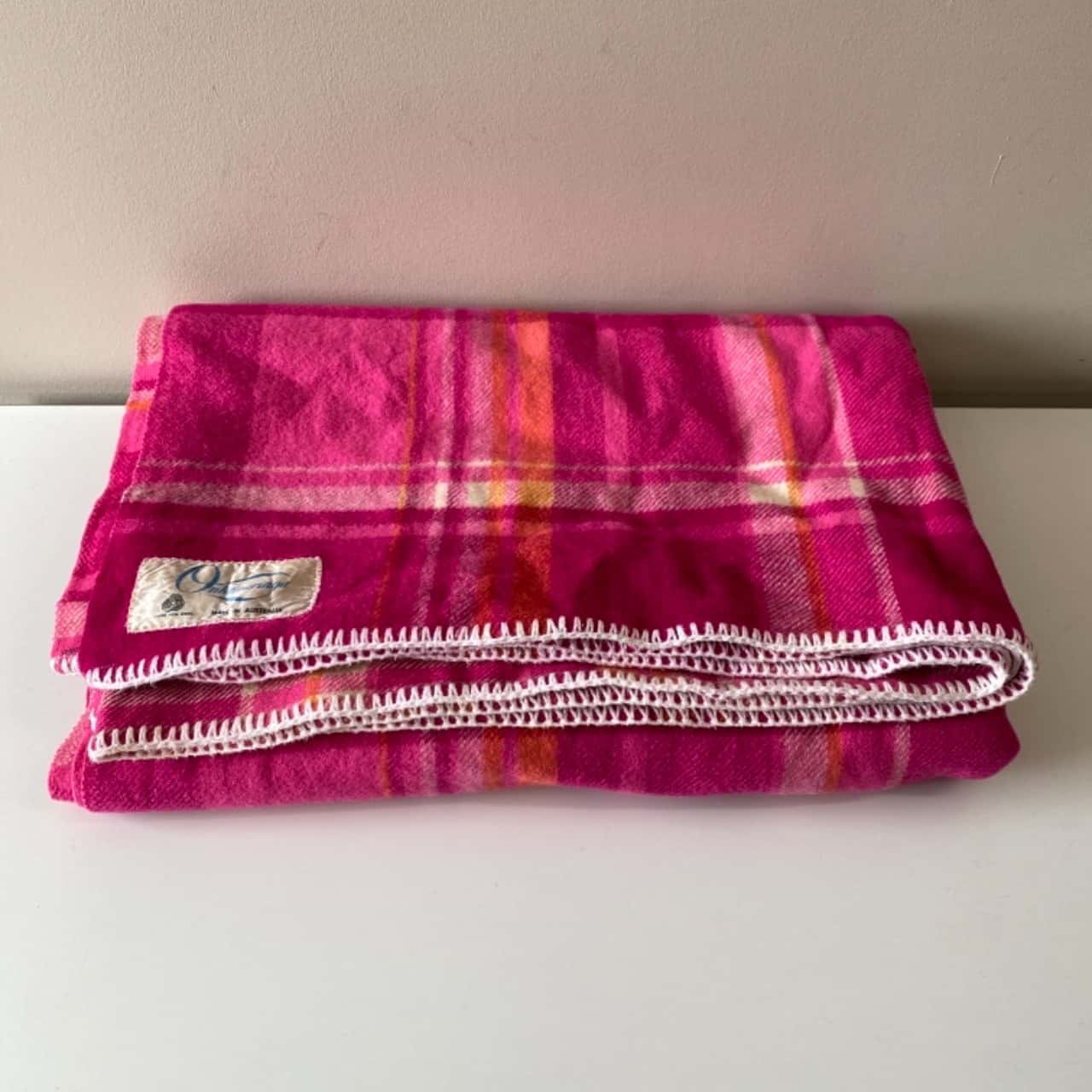 Vintage Retro Onkaparinga Australian Made Double Bed Blanket Pink (s)