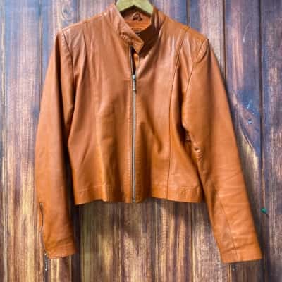 Sirrico   Size S Leather Jacket Burnt Orange 
