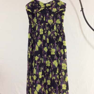 Cue Womens  Size 14 Floral Dress Black  / Floral / Purple / Yellow 