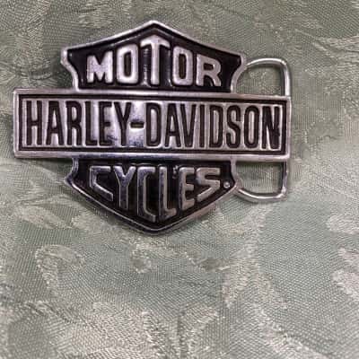  Mens Black  / Silver Chrome Harley Davidson Belt Buckle
