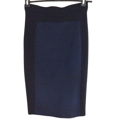 Cue Womens  Size 8 A-Line Skirt / Midi Skirt / Pencil Skirt Black  / Navy Blue / Pattern 
