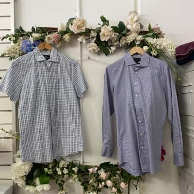 Rodd & Gunn Mens  Size M 1 x Long Sleeve Shirt / 1 x Short Sleeve Shirt Blue / Purple / White 