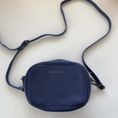Status Anxiety Navy Blue Leather Cross Body Bag