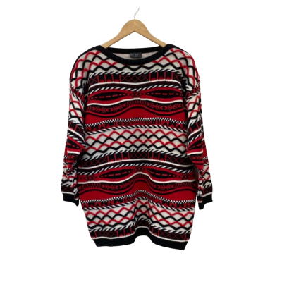 Regency Mens  Size M Crew Neck Jumper Black  / Red / White Coogi Style