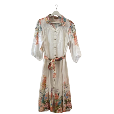  Womens  Size XL Casual Dress / Floral Dress / Midi Dress Cream / Multicoloured 
