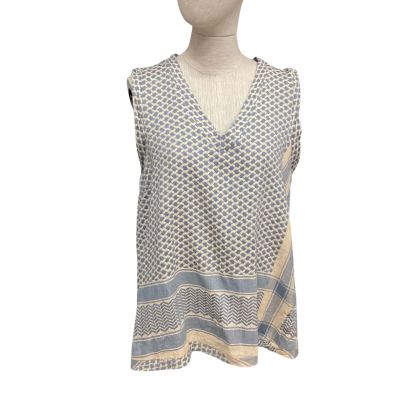 Cecilie Copenhagen Womens  Size M Sleeveless Top Beige / Blue 