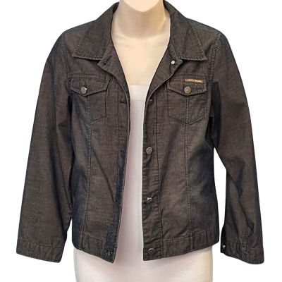 Pippy Italian Womens Size S Cropped Jacket Brown/Navy Blue