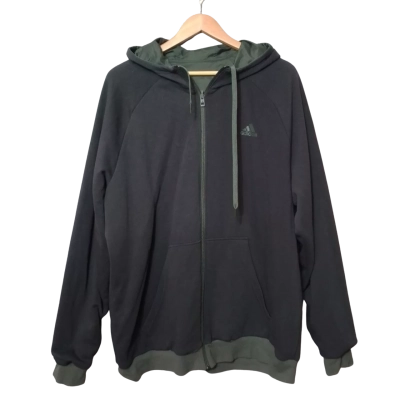 Adidas Mens Size XL Black and Green Reverseable Zip Up Hoodie