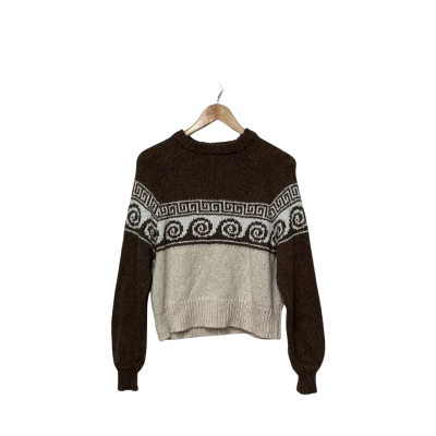Ghanda Jumper Size XS Beige/ Brown/ White 