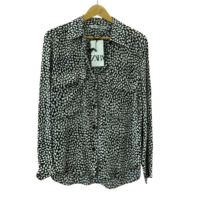 Zara Women's Size M (usa & uk) Beige / Black Long Sleeve Shirt 