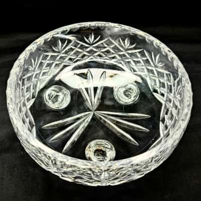 Bohemian Czech Style Cut Crystal Tripod Bowl 19cm Diameter x 10cm Height x 1.4kg Weight  (cab)