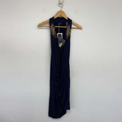 Guess Navy Blue Sleeveless Embellished Zula Mini Dress  Size M 