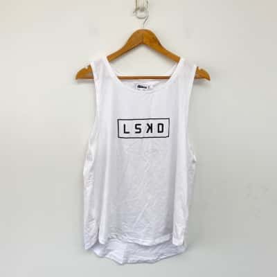 LSKD White Luna Longline Tank Singlet  Size XXL 