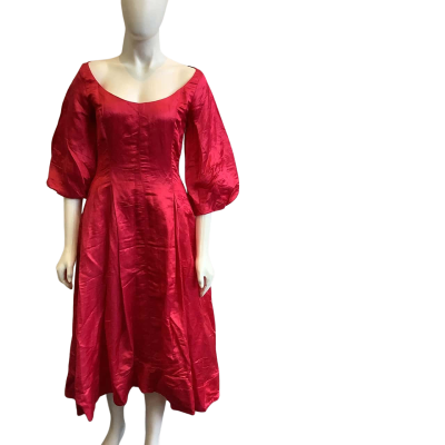 BNWT Ginger & Smart Women's Size 10 Ellipse Balloon Sleeve Midi Dress Pink 