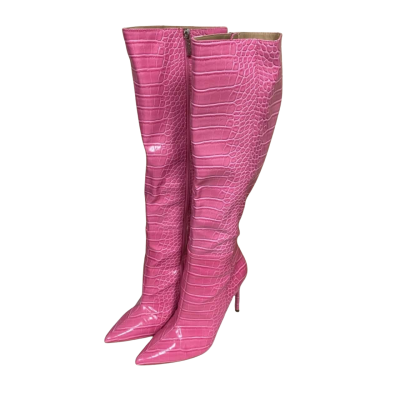 Steve Madden Idina Pink Crocodile Boots Womens  Size 8 Pink  