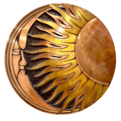 Copper Metal Sun & Moon Large Round Wall Art- simply stunning