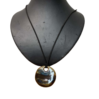 Multicoloured Pottery Necklace with Adjustable Strap