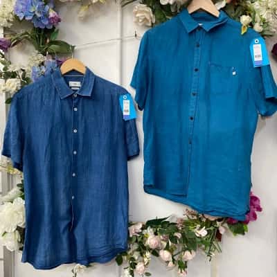 1 x Saba / 1 x Scotch & Soda Mens  Size M Short Sleeve Shirt Blue 