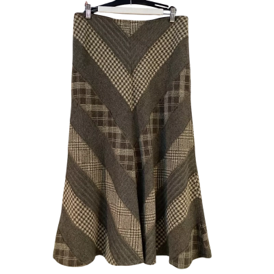 Andiamo Womens Size 14 Wool Maxi Skirt Brown 