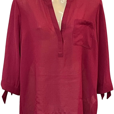  Womens  Size 12 3/4 Sleeve Top / Blouse Maroon 