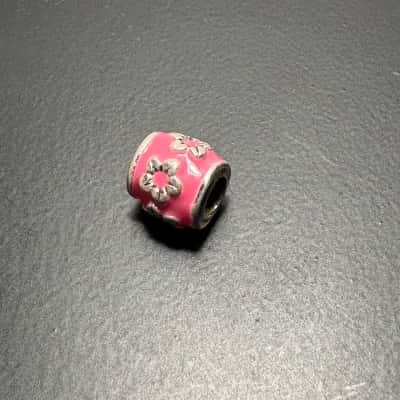 925 Sterling Silver 2g Pink Barrel Flower Charm