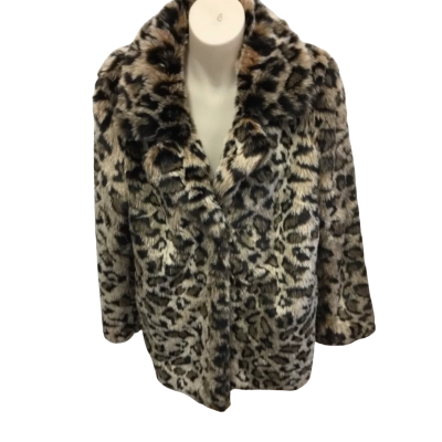 ENA PELLY Size XL Faux Fur Animal Print Coat