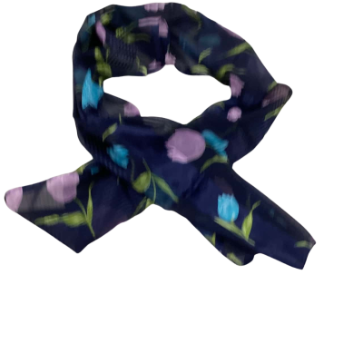  Womens  Vintage Scarf Floral / Navy Blue 