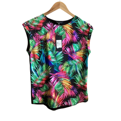 Portmans Womens  Size XS Floral Top Black  / Green / Orange / Pink  