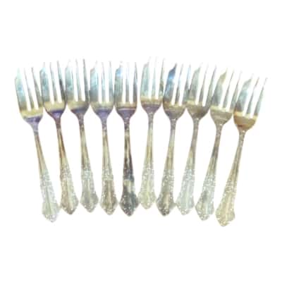 10 x Silver plate cake forks 