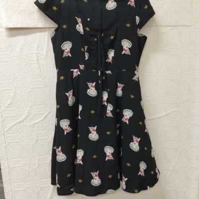 Revival Womens  Size 16 Black Bunnies Printed Dress VGUC 