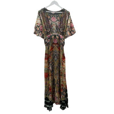 Camilla Women's Size 2 100% silk Open Front Sheer Maxi Dress