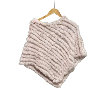  Womens One Size Rabbit Fur Poncho Pink  