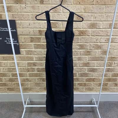 Nude Lucy Womens black monroe linen midi dress Size S 