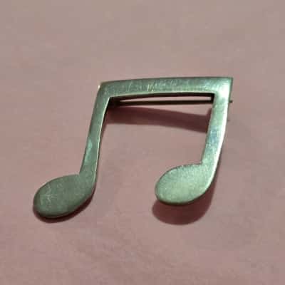  Womens Sterling Silver Brooch - Music Notes