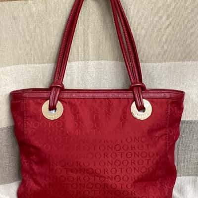 Oroton Monogram Womens Handbag Gold / Red 