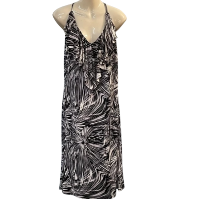 Flirt by Mr K Womens Size 20 Midi/Shoestring Strap Dress Black/Pattern/White