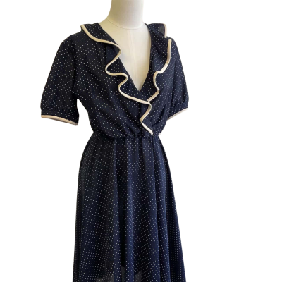 VINTAGE  “Jakile” Sydney - Womens  Size 12 Blue / Polka Dot / White dress