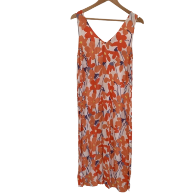 Mister Zimi Womens  Size 10 Floral Dress / Midi Dress Blue / Floral / Orange / White 