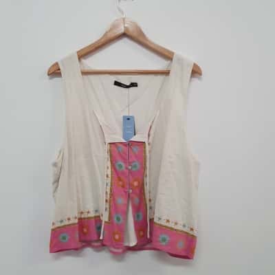 Sportsgirl Women's Size 18 Linen Blend Sleeveless Top - New With Tags