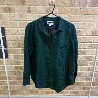 Country Road Womens linen green top Size 14 