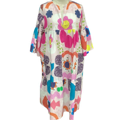 Doops Designs  Size 12 Short Sleeve Dress  with Pockets Multicoloured 