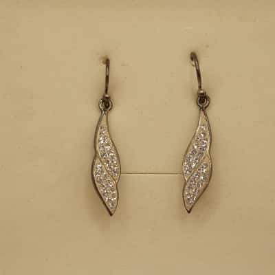 Women's Earrings 925 sterling silver pave crystal wave drop earrings 