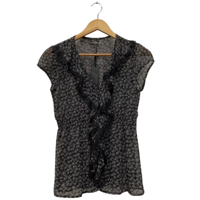 Tokito Womens  Size 8 Button Up Top Black  / White 
