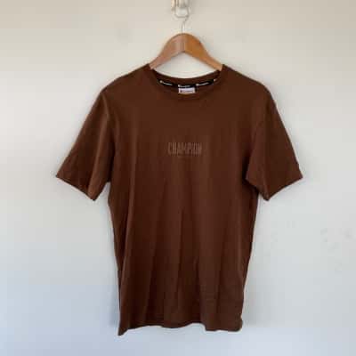 Champion Brown Logo Print T-Shirt Size S 