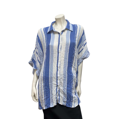 City Chic Womens  Size L Blouse Blue / Striped / White 