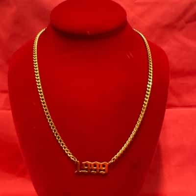  Women's "1999" Pendant Necklace Gold Tone