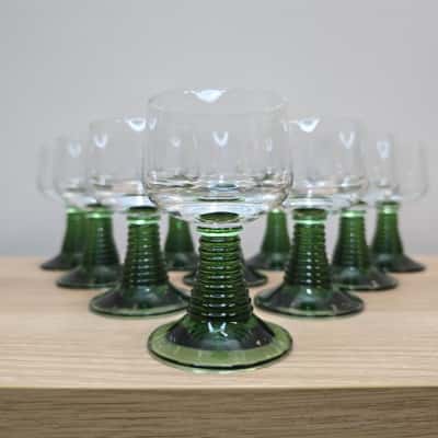 Vintage Luminarc Green Behive Glasses - Set Of 10