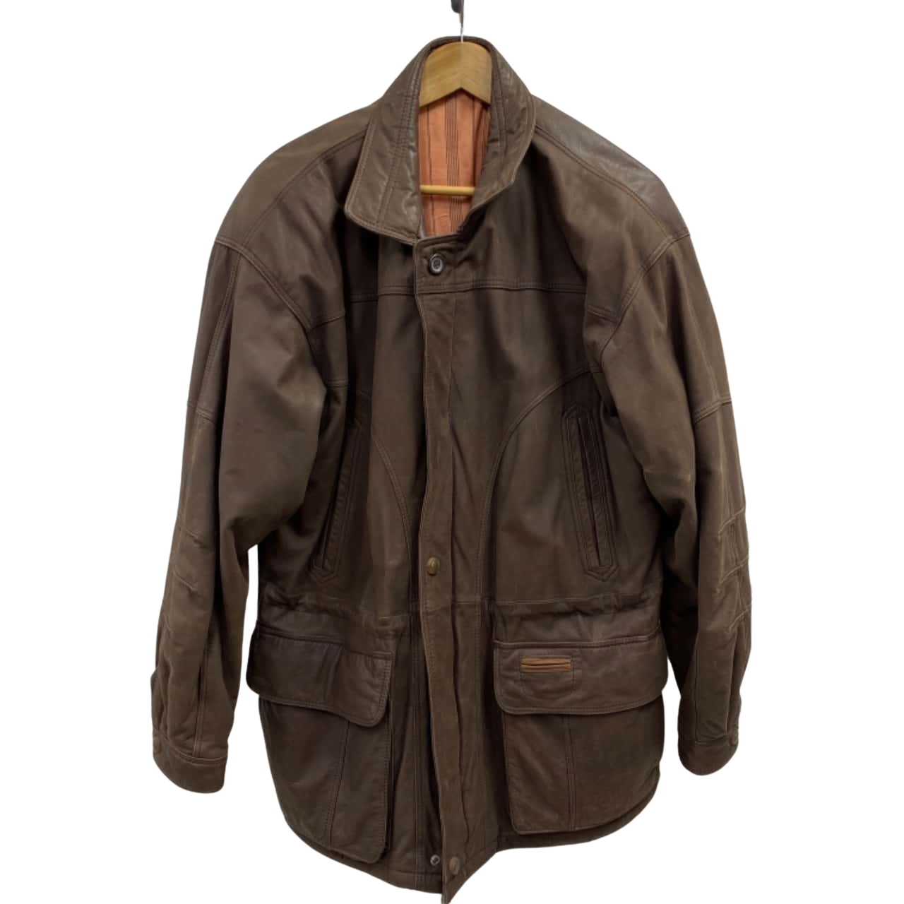 ITALLO Mens Size 48 Leather Jacket Brown