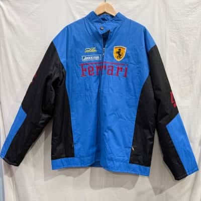 FERRARI Blue & Black Bomber Jacket Size XXL 